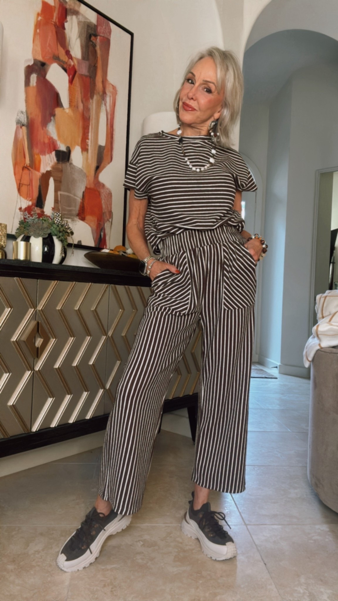  Striped 2 Piece Sets Short Sleeve T Shirts Wide Leg Pants Matching Lounge Set with Pockets
Sneakers 

#LTKOver40 #LTKFindsUnder50 #LTKActive