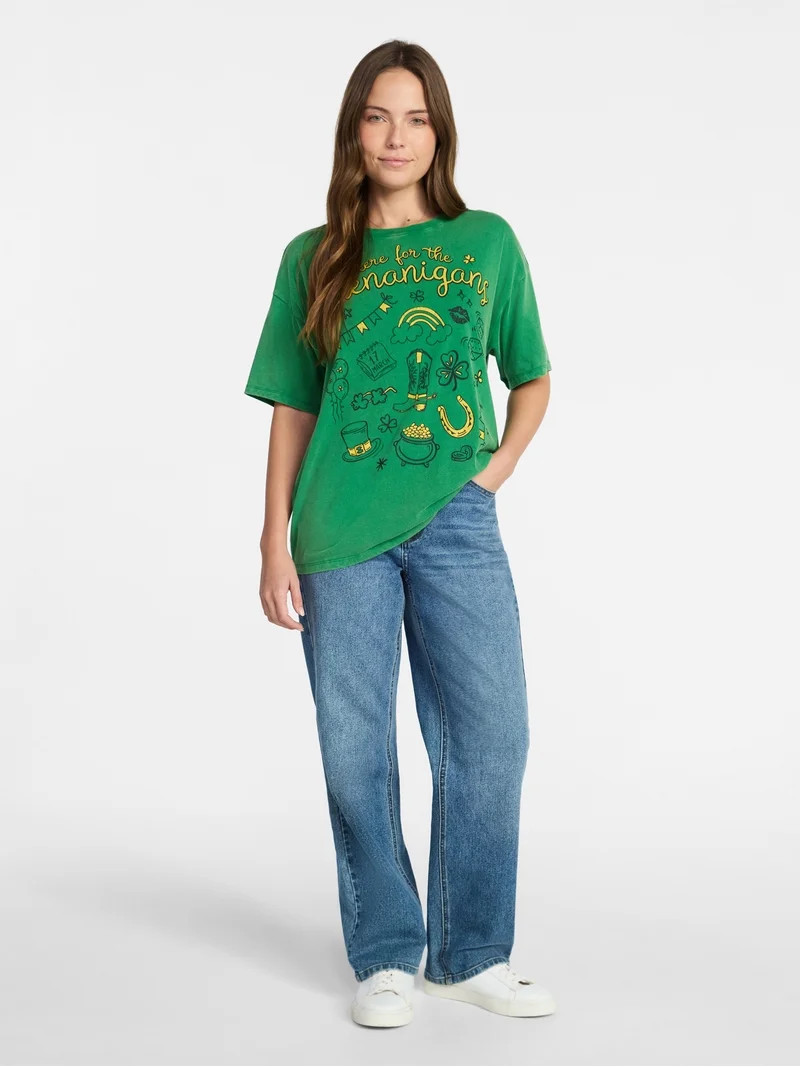 Saint Patrick's Day Women's Here for Shenanigans Graphic Tee from Way to Celebrate, Sizes S-XXXL | Walmart (US)