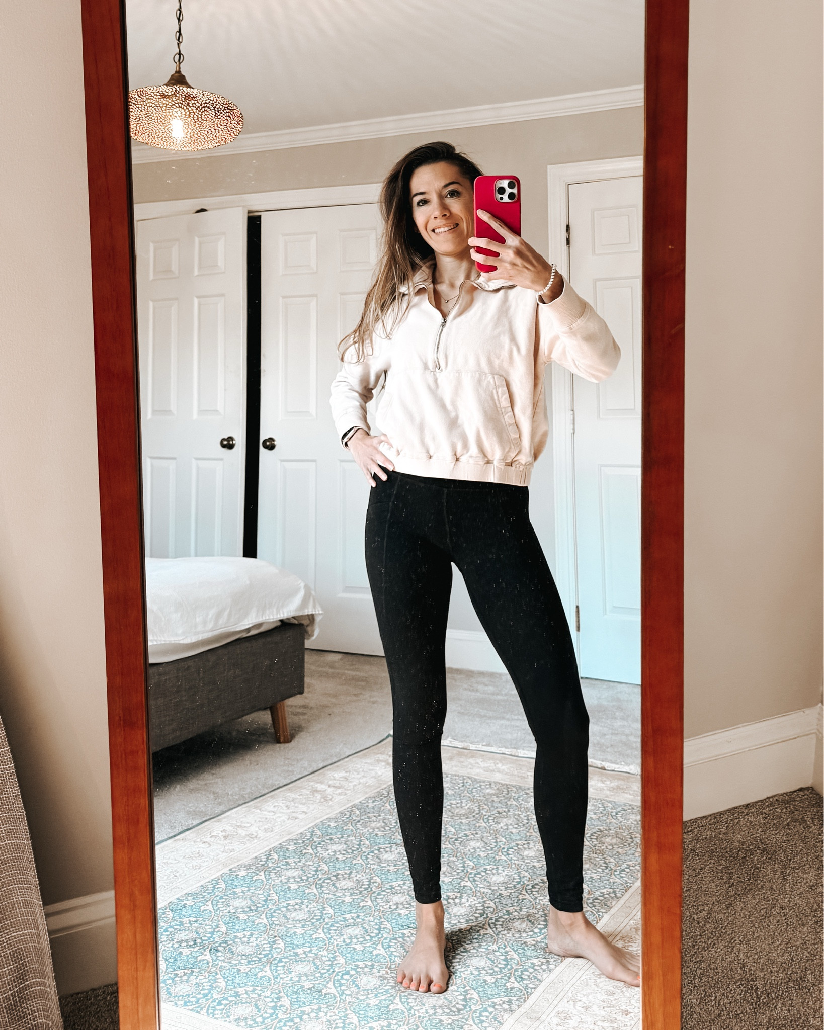 What I wear IRL
☝️ A comfy sweatshirt (with pockets)
✌️ Buttery soft leggings (with pockets)
🧦 Socks if it’s cold ❄️

#LTKSeasonal #LTKActive #LTKOver40