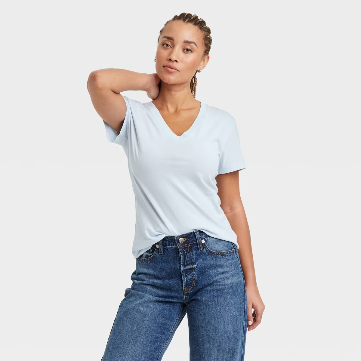 Women's Short Sleeve V-Neck T-Shirt - Universal Thread™ White M: 100% Cotton, Relaxed Fit, Pull... | Target