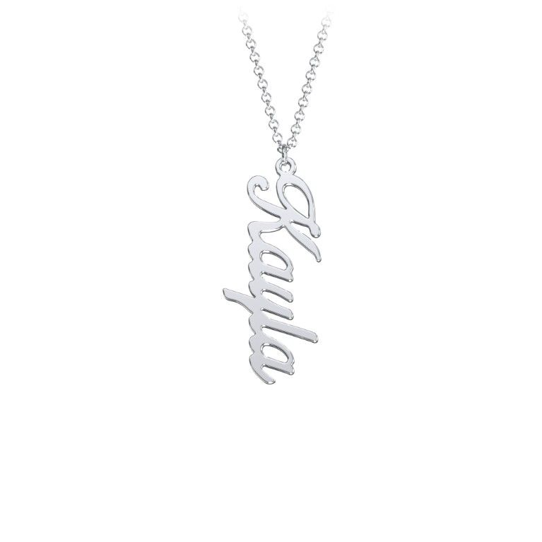 Personalized Vertical 1 Name Necklace in Glamorous Font | Jewlr