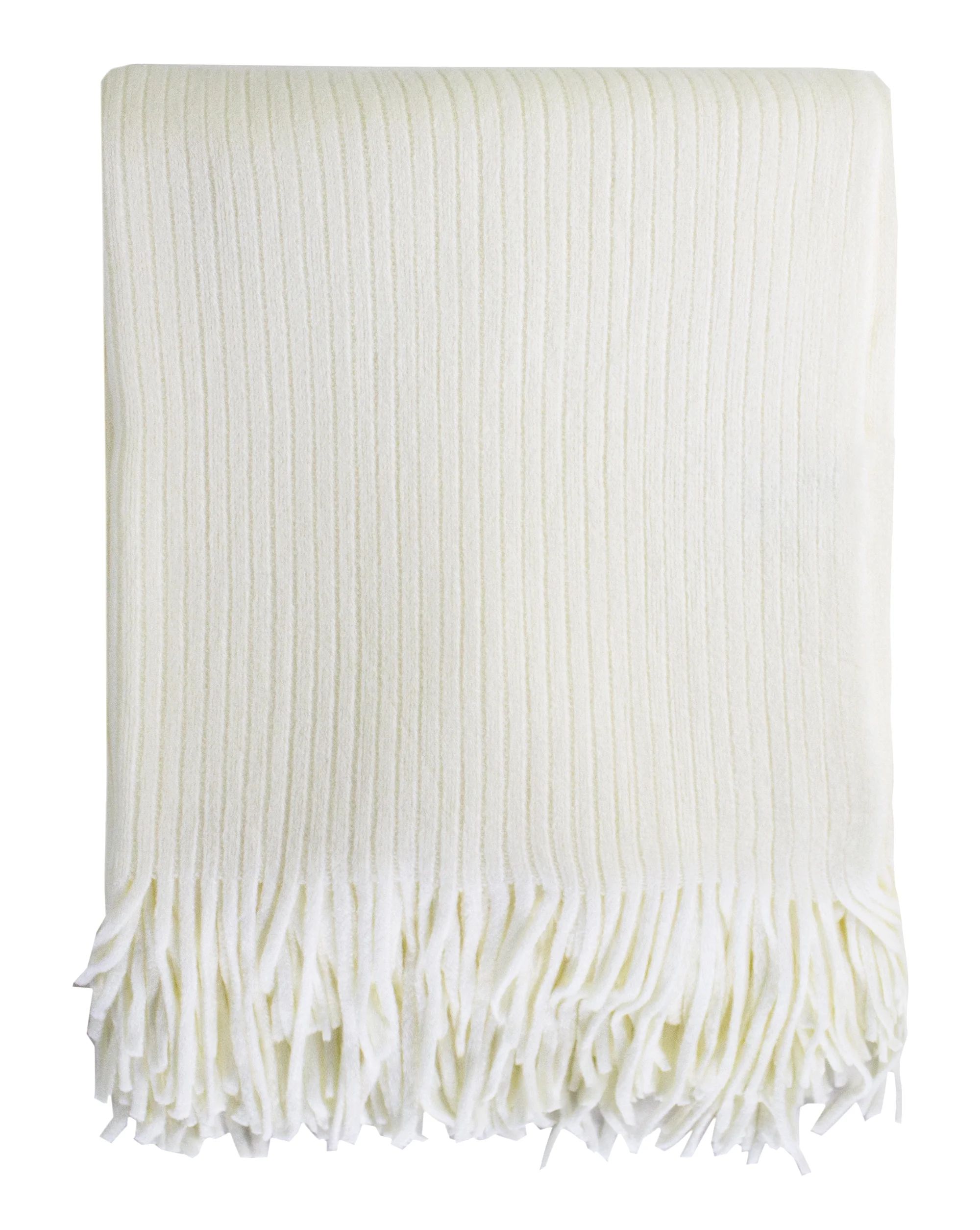 fennco styles home decor faux cashmere soft cozy throw blanket, 50" x 60" (ivory) | Walmart (US)