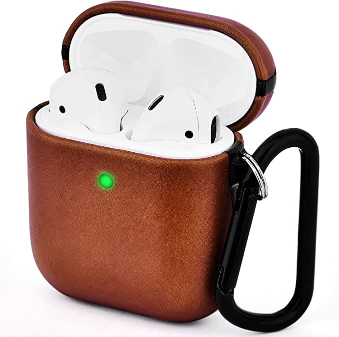 V-MORO Compatible with Airpods Case, Genuine Leather Airpod Case for Airpods 2 & 1 [Front LED Vis... | Amazon (US)