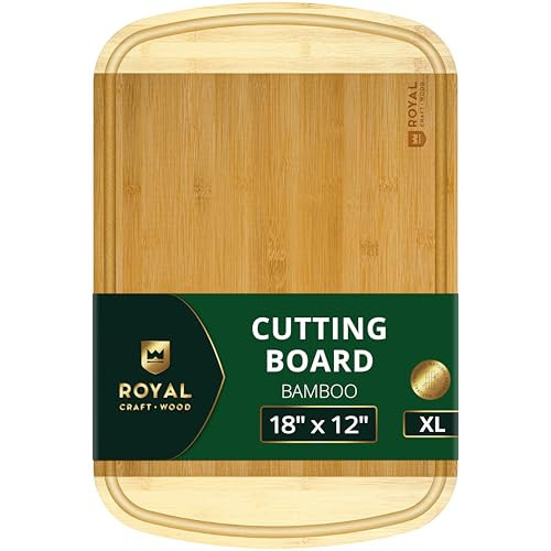 ROYAL CRAFT WOOD Wooden Cutting Boards for Kitchen Meal Prep & Serving - Bamboo Wood Serving Board Set with Deep Juice Groove Side Handles - Charcuterie & Chopping Butcher Block for Meat | Amazon (US)