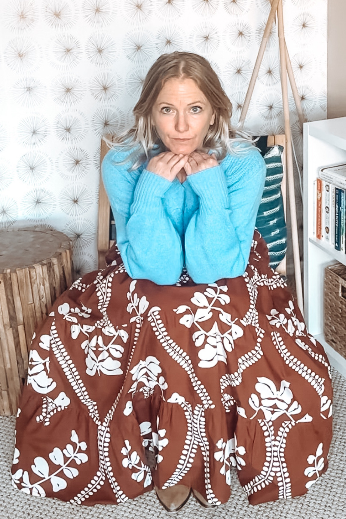 The most beautifully hand drawn and screened printed skirt. So versatile can be worn year round with changing up accessories and tops. @beyondbyvera