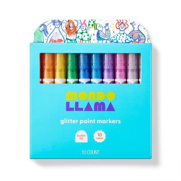 10ct Glitter Paint Markers Bullet Tip - Mondo Llama™ | Target