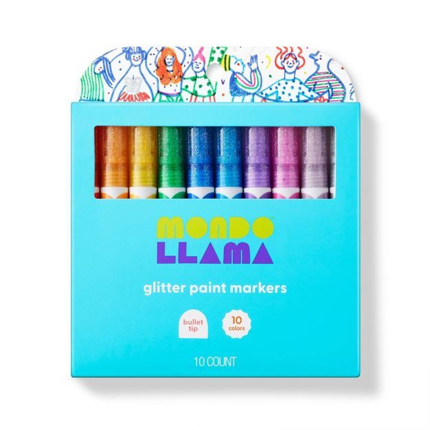 10ct Paint Markers Bullet Tip Glitter - Mondo Llama™ | Target
