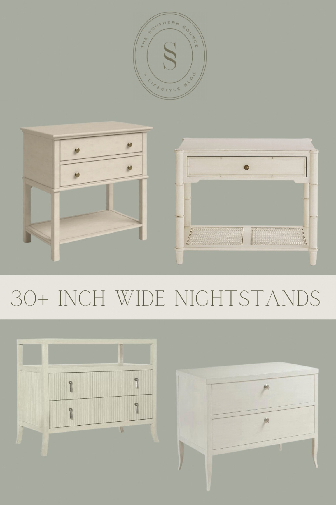 Creamy white nightstands for master primary bedroom design. Over 30 inches wide making a statement and giving scale to the room. Majority of these are on sale during holiday weekend. Shop & save! #nightstands #southernsourced

#LTKFind #LTKhome #LTKsalealert