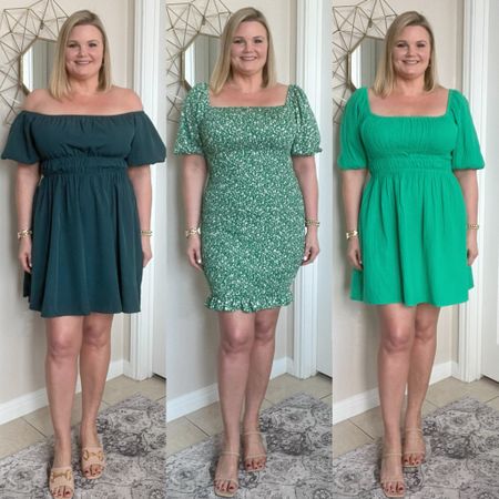 Pretty green spring dresses! Good throughout the year! I’m in the large in all three and they fit true to size  Mother’s Day, Easter, Spring Break, Vacation, Summer. 

#LTKmidsize #LTKparties #LTKover40