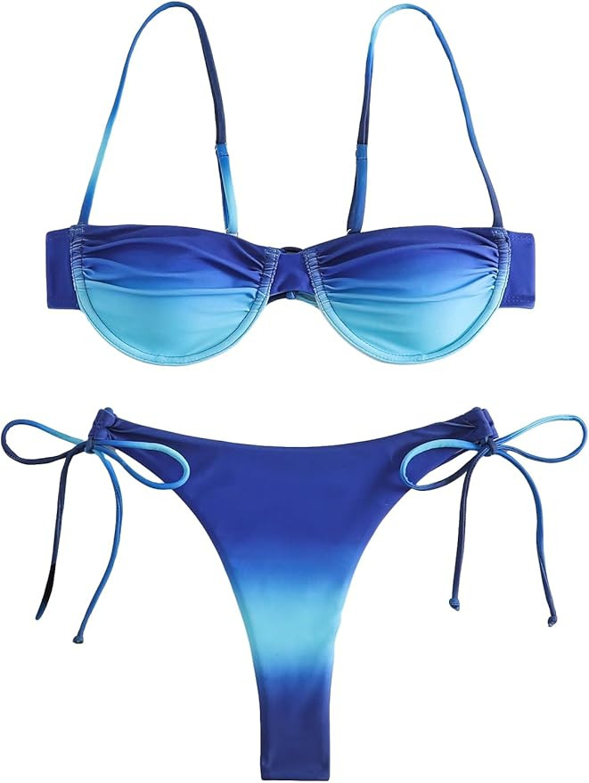 SOLY HUX Women's Two Piece Swimsuit Tie Side High Waisted Bikini Sets Ombre Underwire Bathing Sui... | Amazon (US)