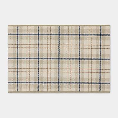 2'x3' Plaid Dorm Scatter Accent Rug Blue/Ivory/Khaki - Room Essentials™ | Target