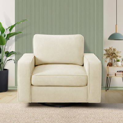KERDOM Upholstered 360° Swivel Chair, Padded Armrests, No Assembly Required, Beige | Target