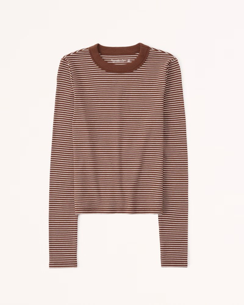 Women's Long-Sleeve Ribbed Crew Top | Women's Tops | Abercrombie.com | Abercrombie & Fitch (US)