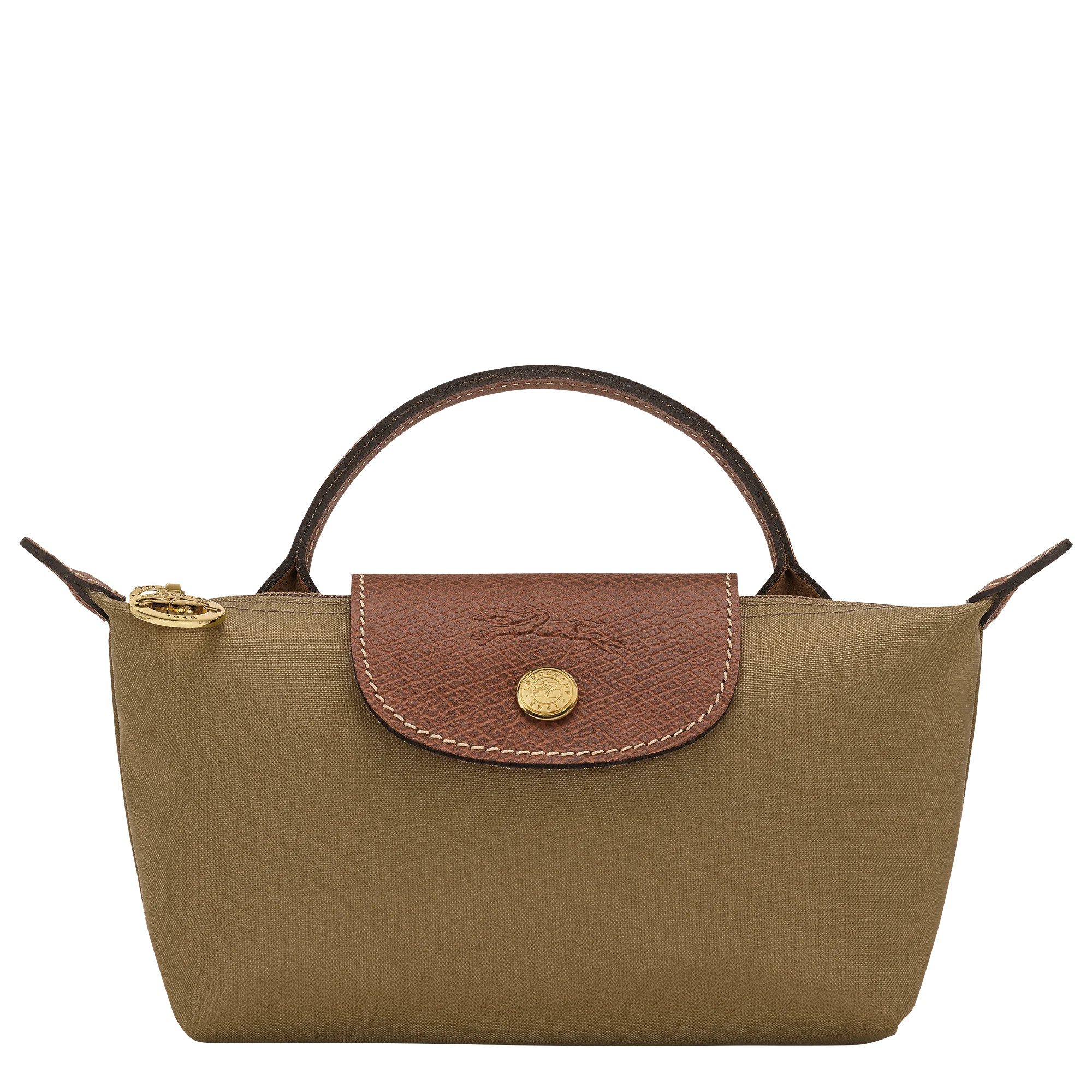 Le Pliage Original Pouch with handle Olive - Recycled canvas | Longchamp US | Longchamp