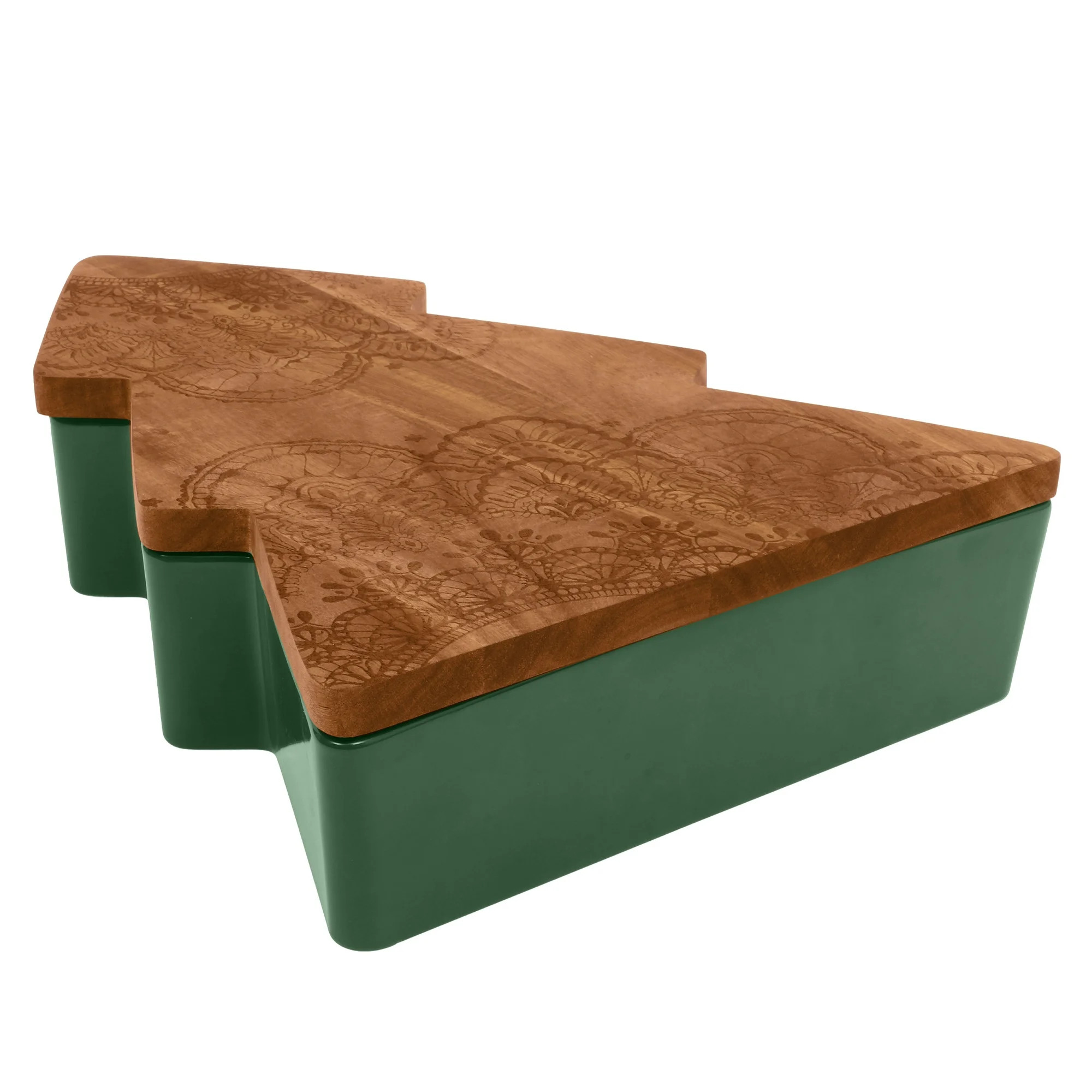 The Pioneer Woman 15-Inch Tree-Shaped Stoneware Baker with Wood Lid, Green | Walmart (US)