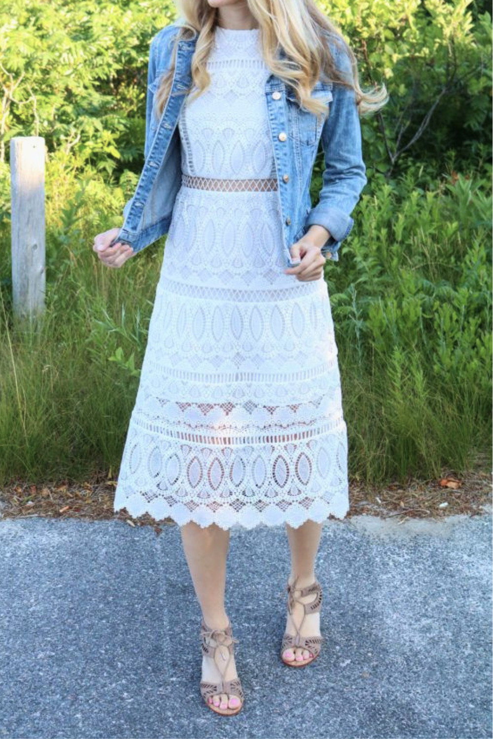 Denim Jacket + Crochet Midi Dress = Perfect Summer Outfit