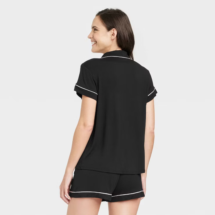 Women's Beautifully Soft Short Sleeve Notch Collar Top and Shorts Pajama Set - Stars Above™ | Target