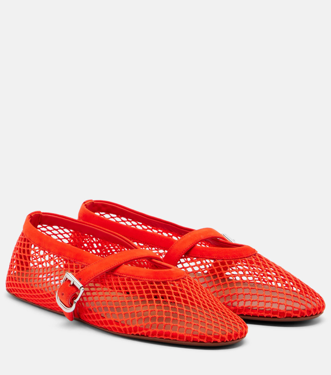 Fishnet leather-trimmed Mary Jane flats | Mytheresa (INTL)