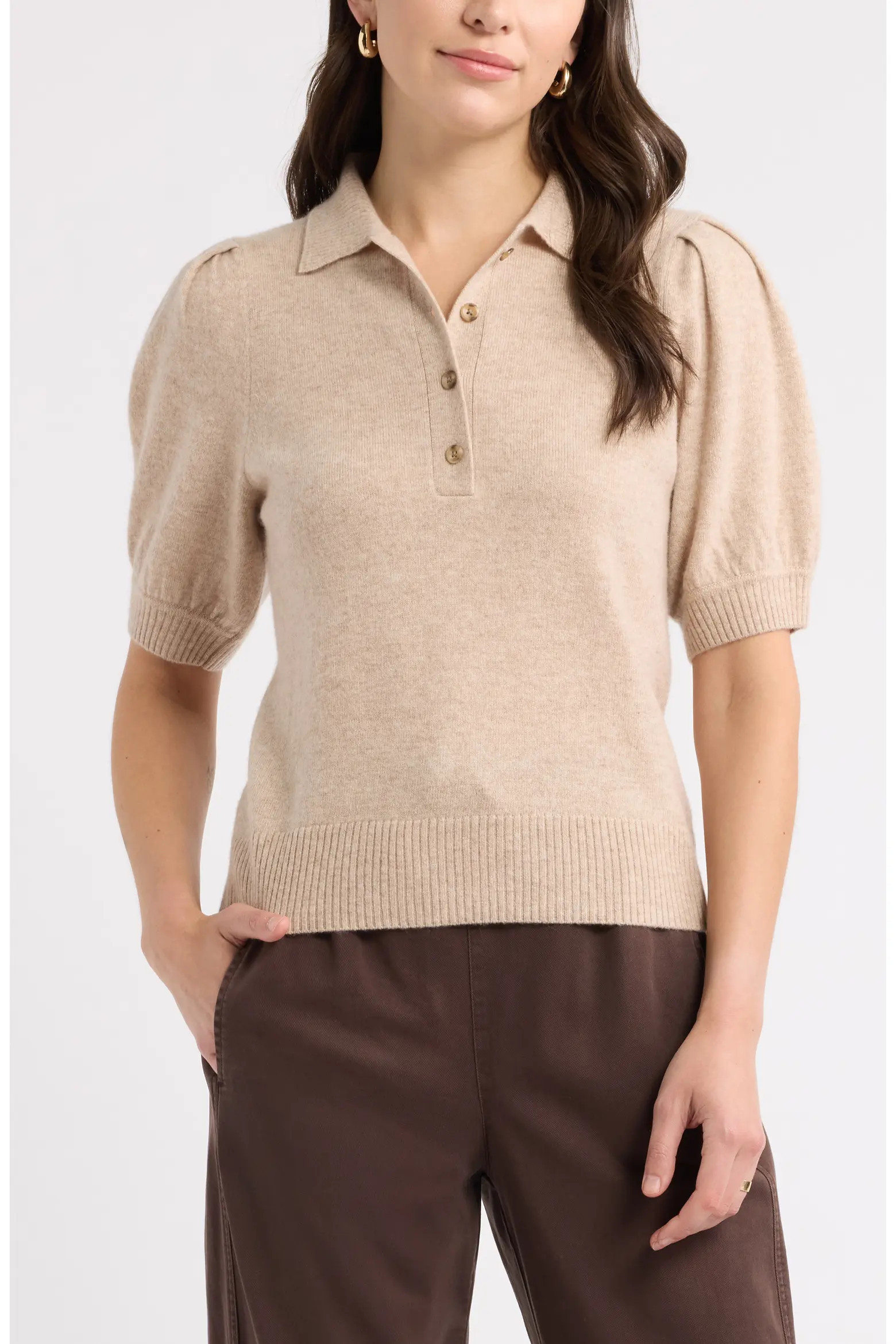 Caslon® Argyle Wool & Cashmere Blend Polo Sweater (Women) | Nordstrom | Nordstrom