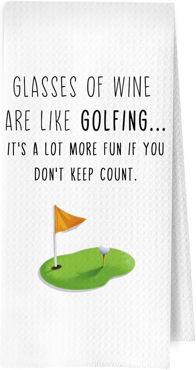 Golfing Wine Kitchen Towels - Funny Golf Gifts Decorative Waffle Dish Towels, Wine Lover Gifts fo... | Amazon (US)