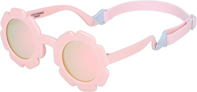 COCOSAND Toddler Sunglasses with Strap Polarized Lens Retro Flexible Flower Frame for Baby Kids B... | Amazon (US)