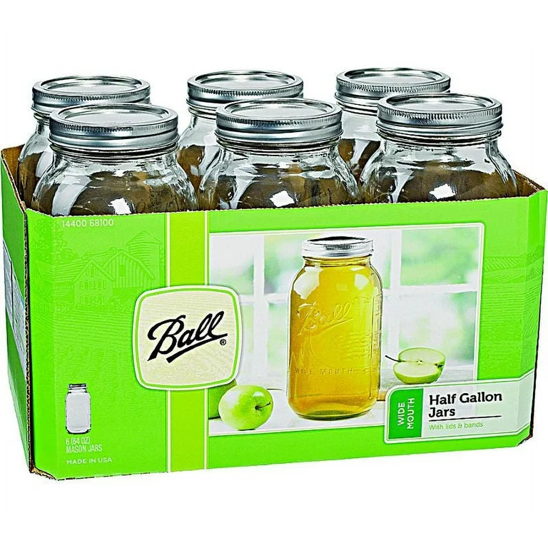Jarden 68100 Ball Half Gallon Wide Mouth Canning Jars With Lids Pack Of 6 - Walmart.com | Walmart (US)
