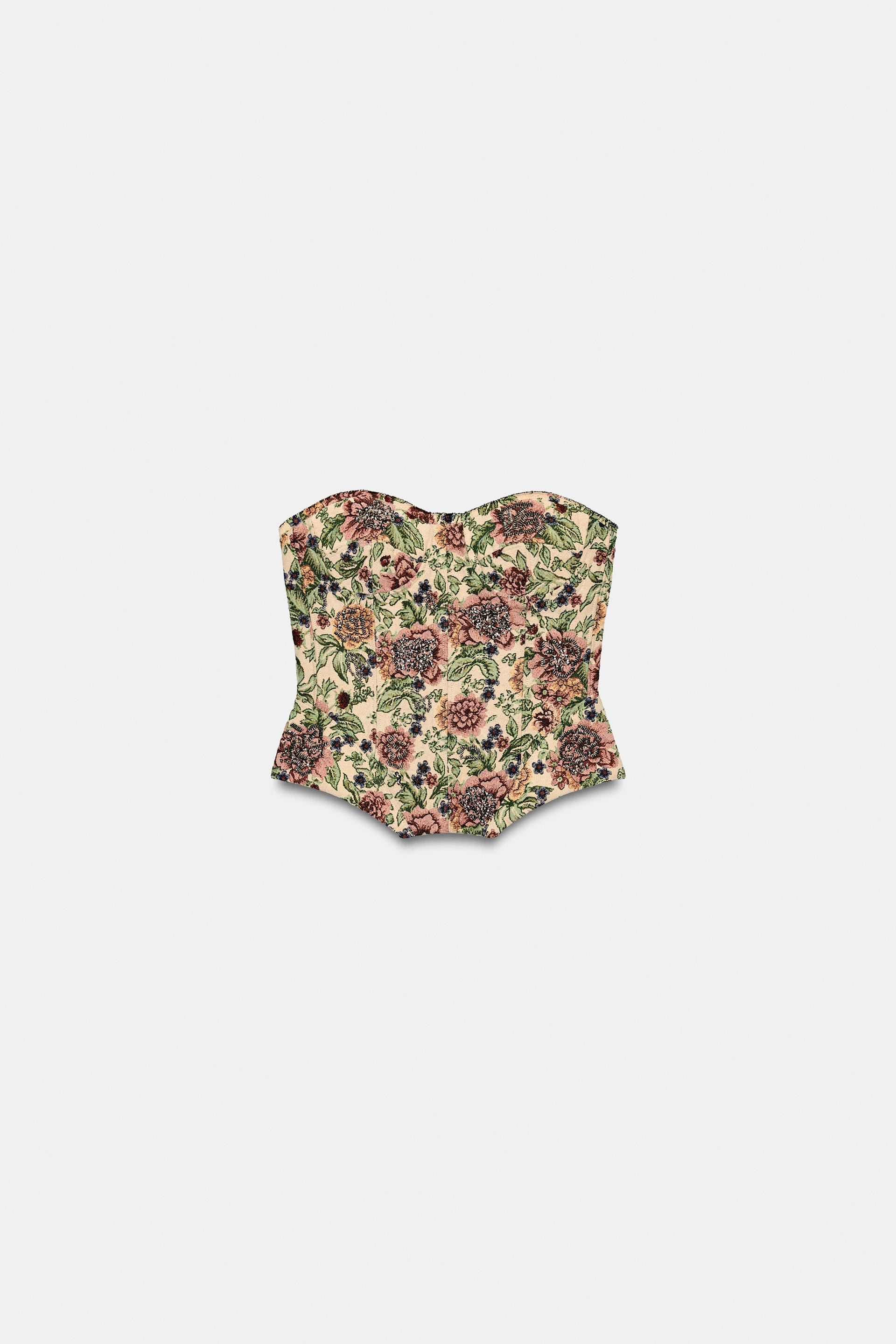 ZW COLLECTION FLORAL JACQUARD CORSET | Zara US