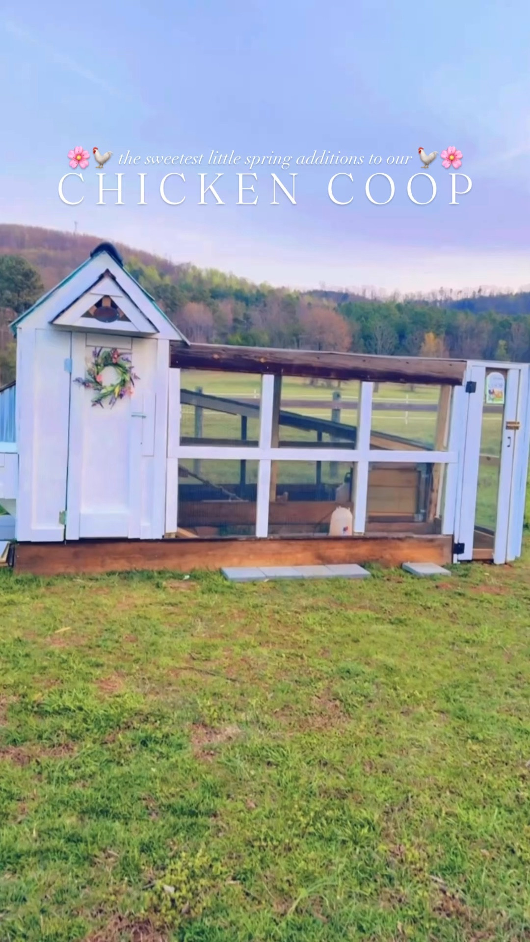 Oh how I adore this beautiful chicken coop 🐓🧺 my sweet man built by hand 🔨 for me 🛠️🪵 and these cutie decorations 🌸💐 my firstborn picked out for it 🥰 and the sweetest coop sign 🪧 gifted from our precious neighbor, too!! 🫶🏽 #chickencoopofmamasdreams #springchickencoop #chickencoopsofinstagram #ilovemyman 

It’s just so perfect, @wesmabry 🥹 Thank you for making all of my dreams 💭 come true - I love you forever!! 🫶🏽 I will never tire of waking up to this morning coffee ☕️ view 🐓🧺🥚 #makingmydreamscometrue