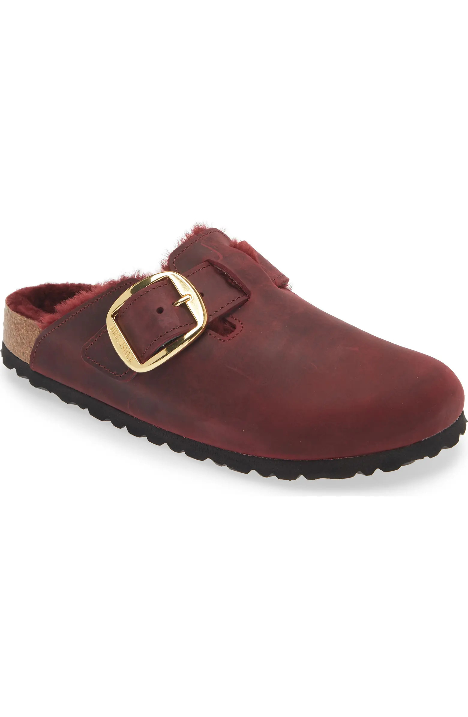 Boston Big Buckle Genuine Shearling Lined Clog (Women) | Nordstrom