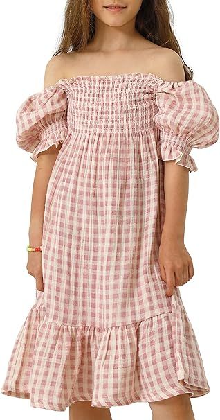 NOTHING FITS BUT Girl’s Classic Cotton Dress, Muslin Gingham Hana Gown, Kids Casual Long Dress | Amazon (US)