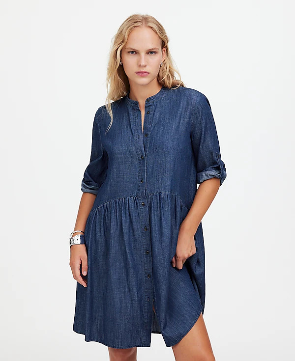 Denim Button-Front Mini Shirtdress | Madewell | Madewell