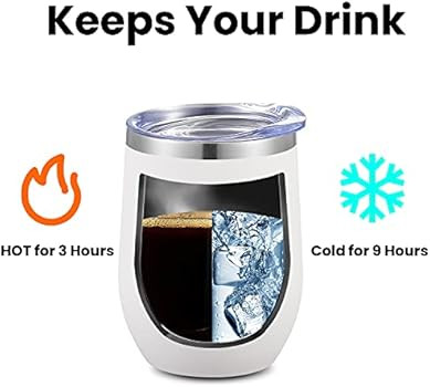 8 Pack 12oz Insulated Wine Tumbler with Lid, White Stainless Steel Wine Tumbler Cup, Double Wall ... | Amazon (US)