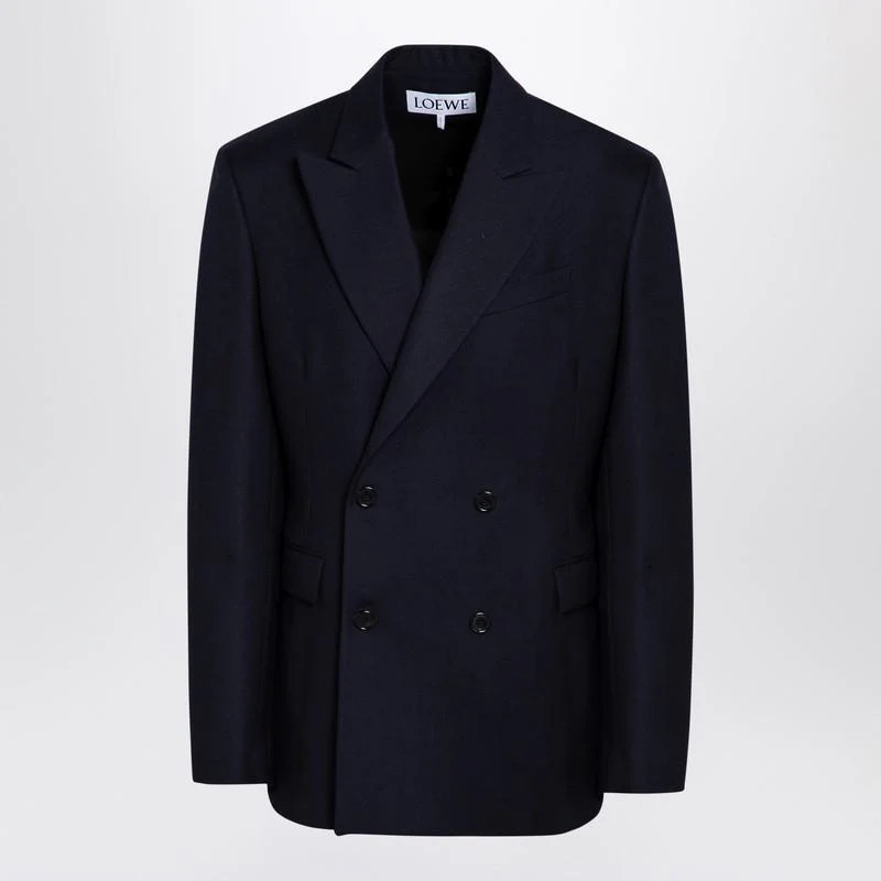 Loewe Navy Double-Breasted Jacket In | Baltini