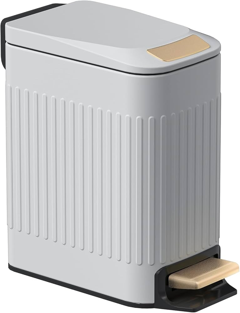 CEROELDA Small Bathroom Trash Can with Plastic Lid, 6L/1.6 Gal Stainless Steel Slim Garbage Can-M... | Amazon (US)