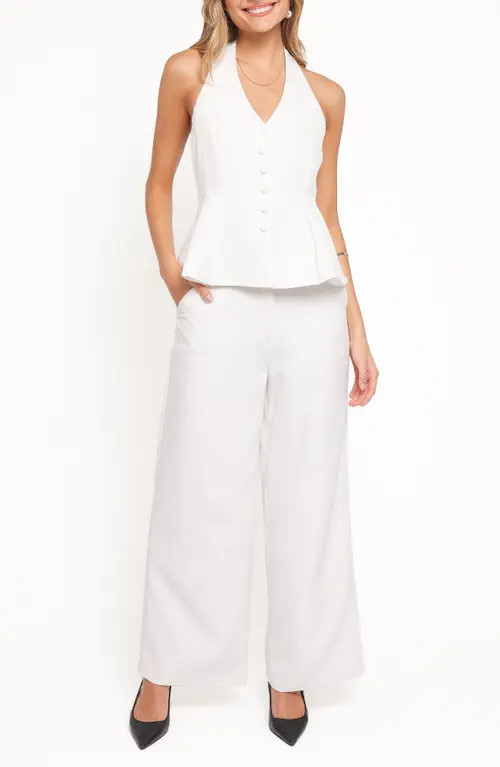 Petal & Pup Odelia Halter Vest & Wide Leg Pants Set in White at Nordstrom, Size Small | Nordstrom