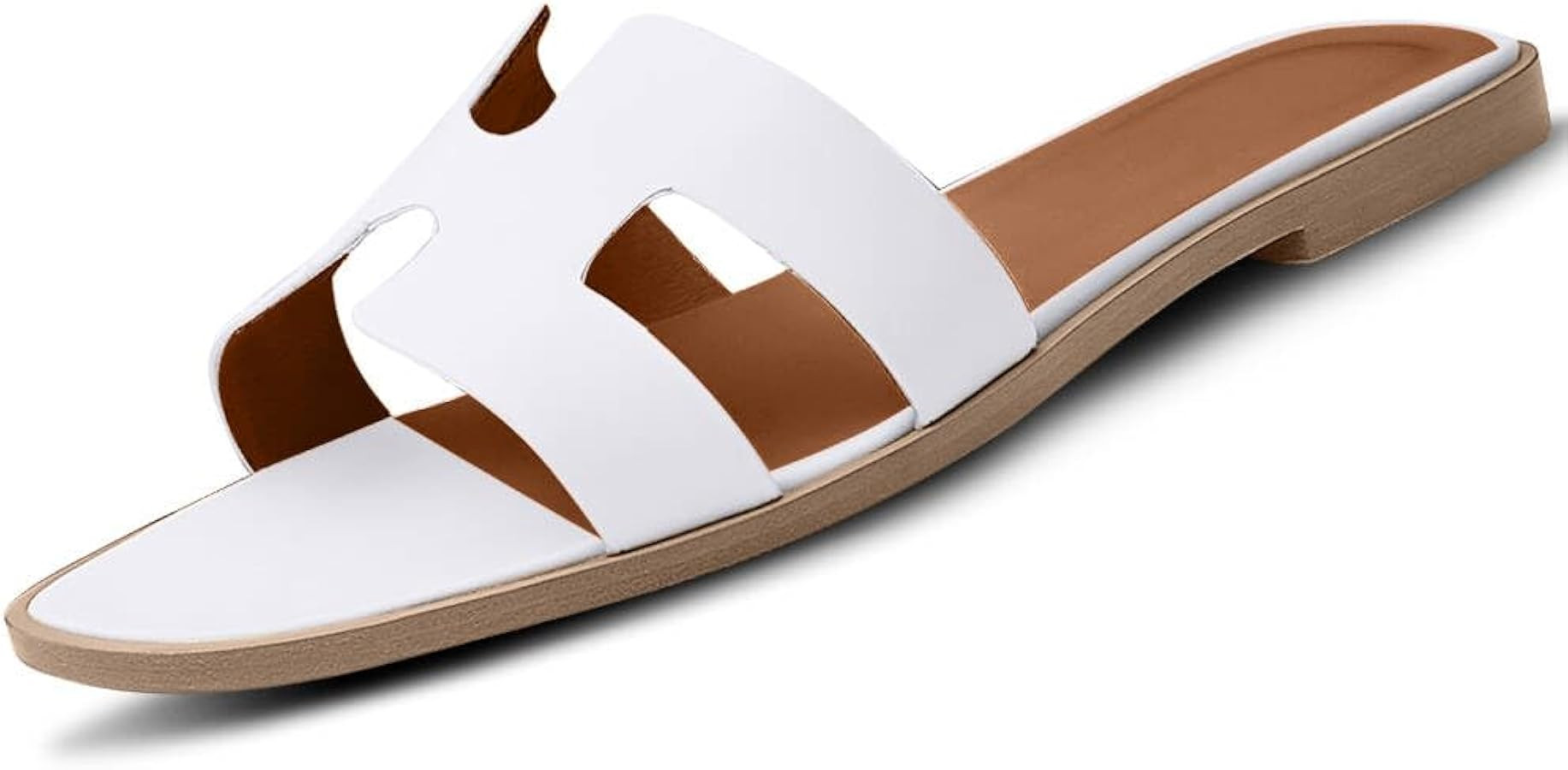 Women's Flat Sandals H-Band Slides Comfortable Slip On Leather Slide Sandals Sandals for Women Su... | Amazon (US)