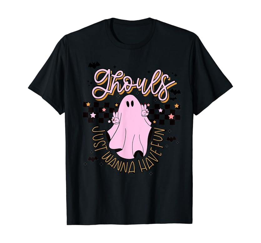 Ghouls Just Wanna Have Fun Retro Boho Groovy Halloween Girls T-Shirt | Amazon (US)