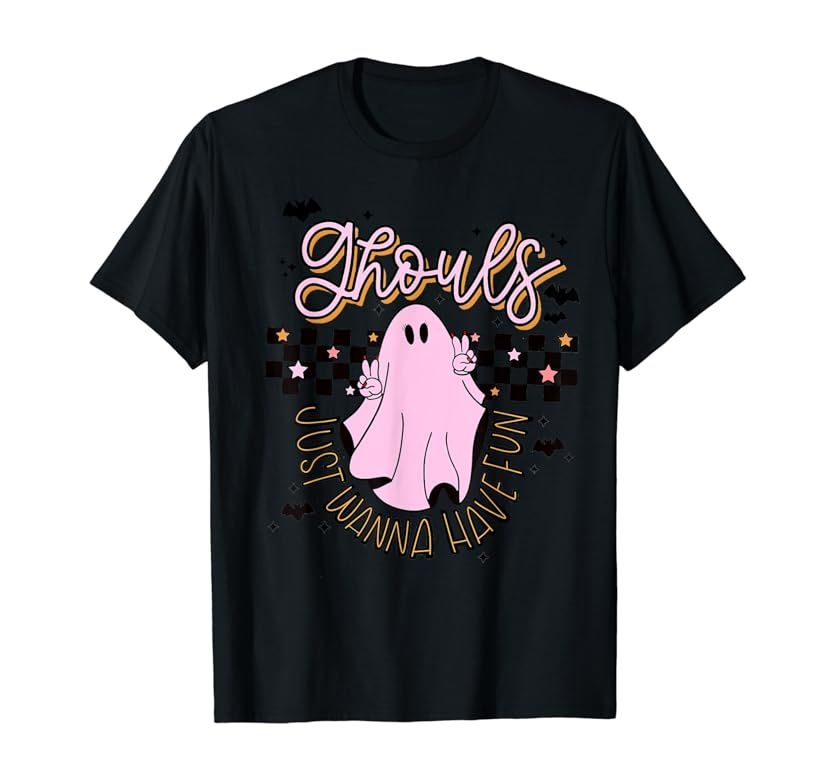 Ghouls Just Wanna Have Fun Retro Boho Groovy Halloween Girls T-Shirt | Amazon (US)