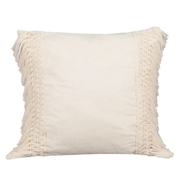 CHAOMA Decorative Throw Pillow Case Cushion Cover with Delicate Boho Fringes | Walmart (US)