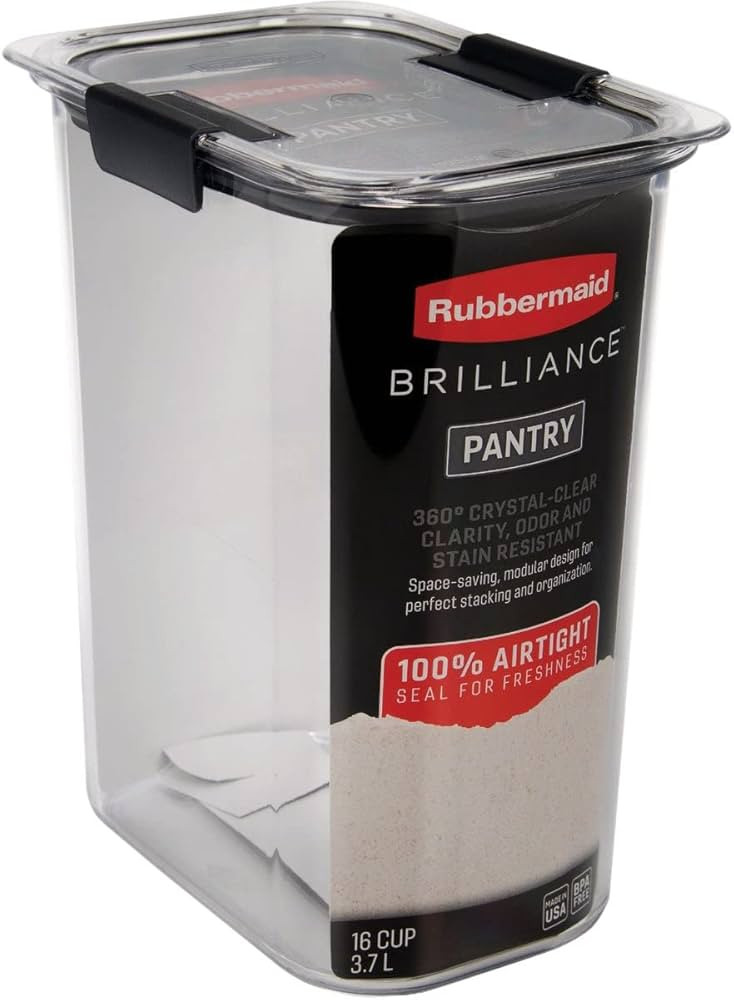 Rubbermaid Brilliance Airtight Food Storage Container for Pantry with Lid for Flour, Sugar, and R... | Amazon (US)