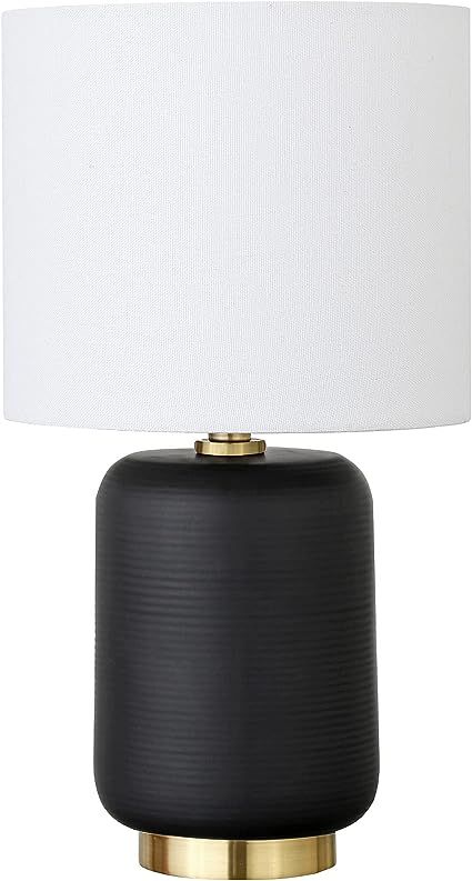 Lambert 15" Tall Ceramic Mini Lamp with Fabric Shade in Matte Black/White | Amazon (US)