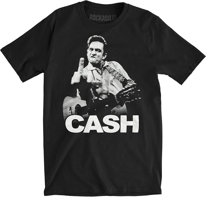 Johnny Cash Men's The Bird Slim Fit T-Shirt Large Black | Amazon (US)