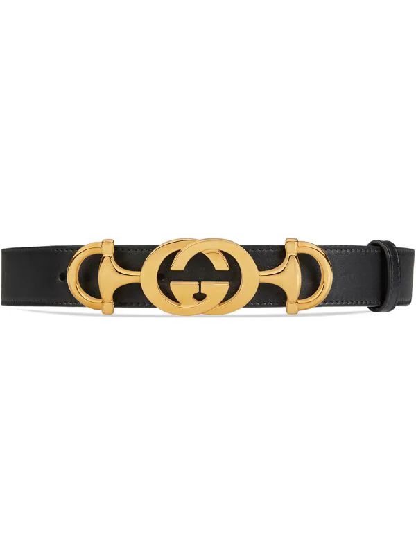Leather belt with Interlocking G Horsebit | Farfetch (US)