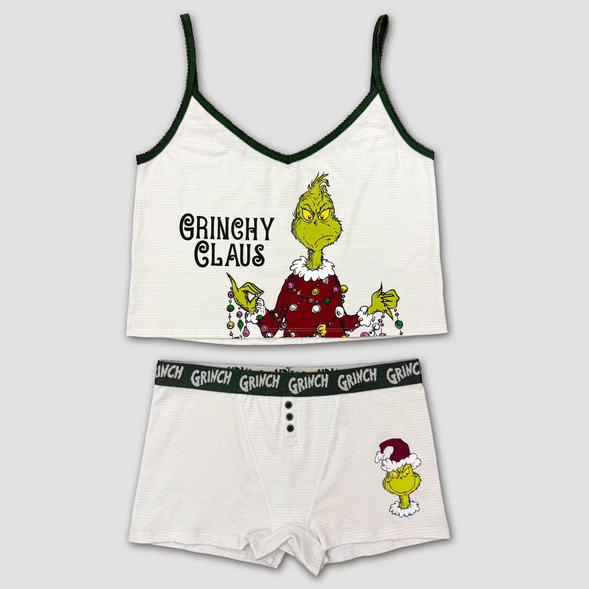 Women's How the Grinch Stole Christmas Holiday Cami & Boyshorts Set - Green L | Target