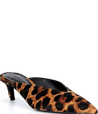Schutz Loren Leopard Print Calf Hair Pointed Toe Kitten Heel Dress Mules -  5 | Dillard's