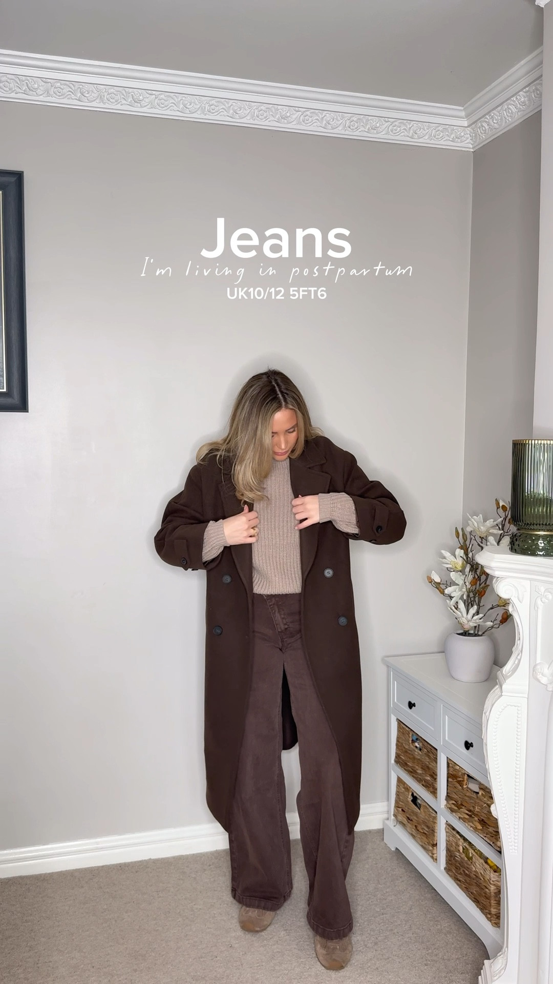 Brown jeans, wide leg jeans, postpartum, brown coat, brown scarf, winter outfit, casual outfit

#LTKwinter #LTKuk #LTKmidsize