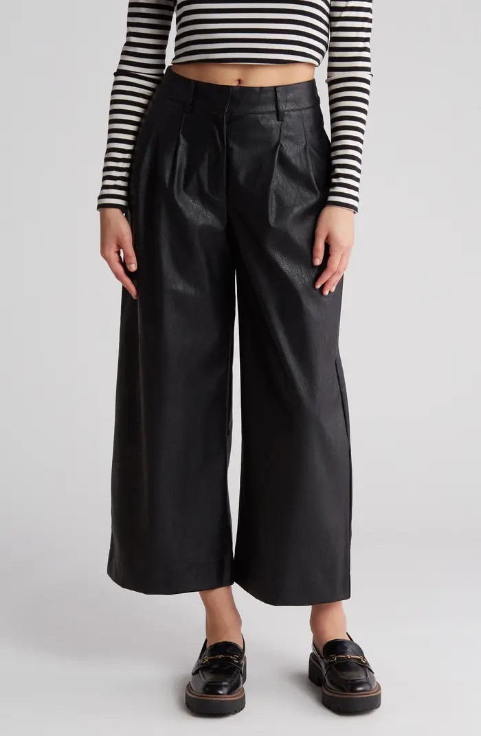 Lucky Brand Faux Leather Crop Wide Leg Pants | Nordstromrack | Nordstrom Rack
