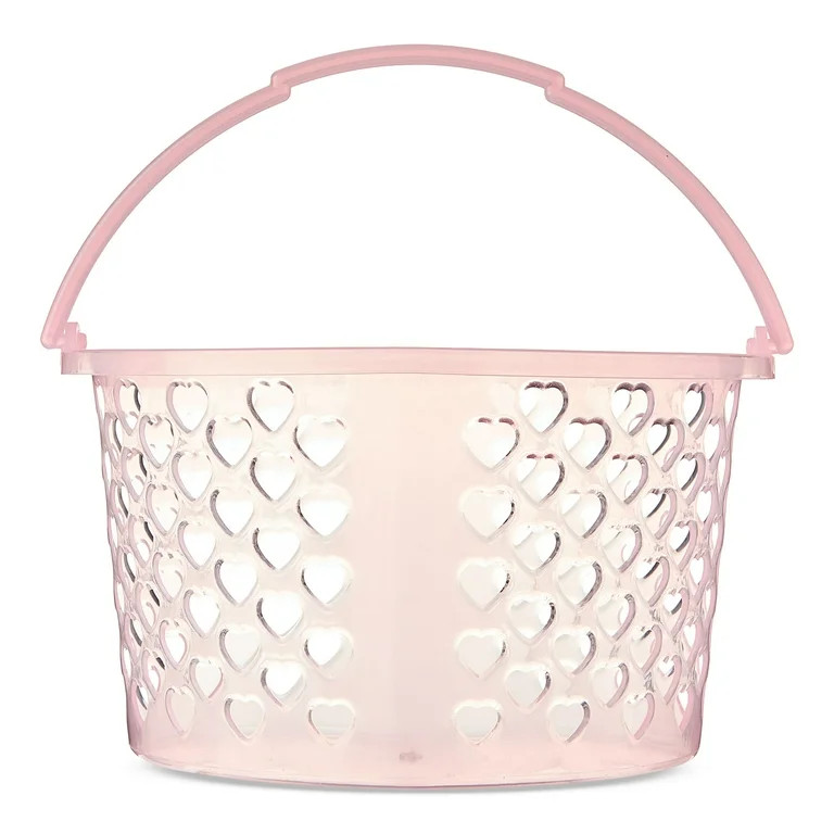 Plastic Heart-Shaped Basket, Light Pink, 8" x 5", Valentine's Day by Way To Celebrate | Walmart (US)