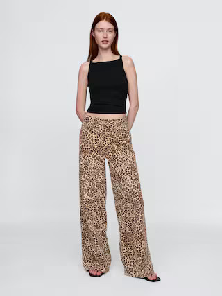 Mid Rise UltraSoft Leopard Baggy Jeans | Gap (CA)