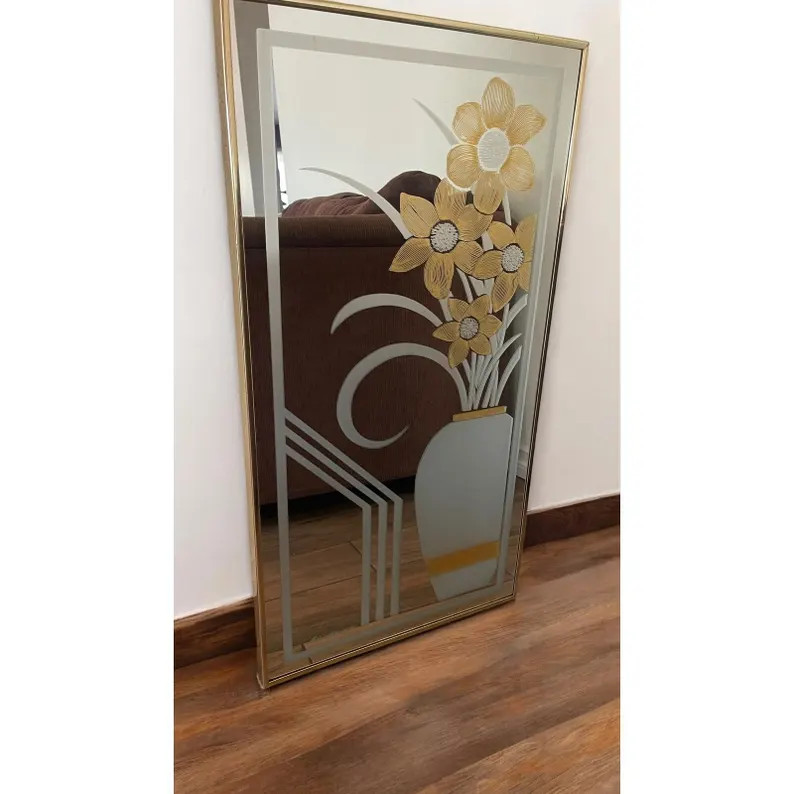 Vintage Windsor Art Rectangle Mirror Postmodern Etched Floral Richard Sandoval - Etsy | Etsy (Global)